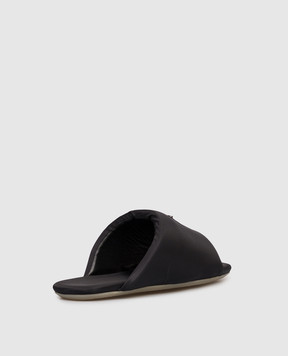 Maison Margiela MM6 Черные шлепанцы с фактурной эмблемой S66WP0125P7705