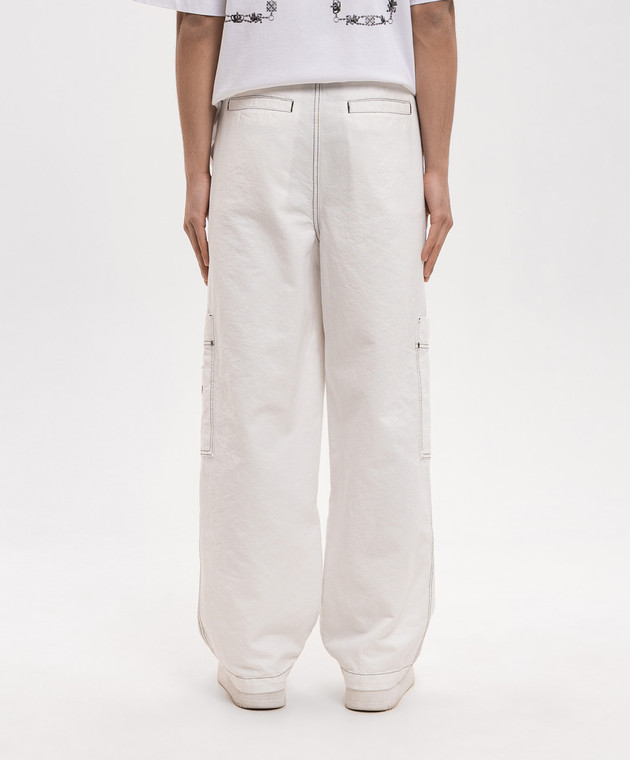 Off-White Білі штани-карго з вишивкою логотипа 44XCF04ES26F001 зображення 4