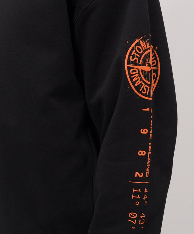 Stone Island Черная спортивная куртка с принтом логотипа L2S156100009S0467 изображение 5