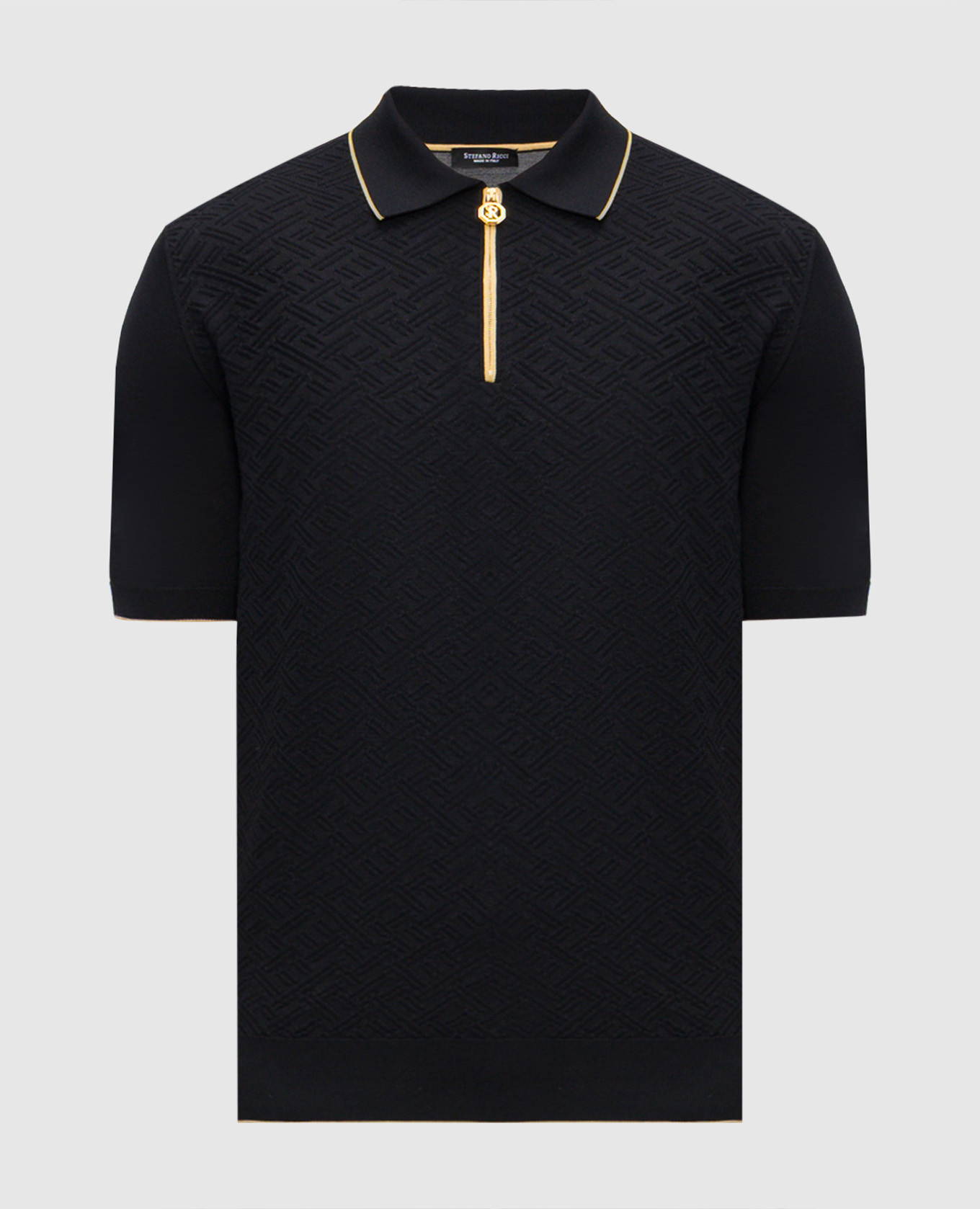 Черное поло из шелка