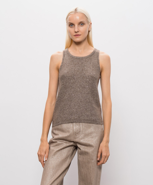 Allude Коричневий топ з кашеміру та шовку 26577112 зображення 3