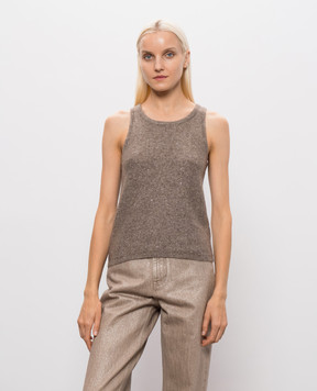 Allude Коричневый топ из кашемира и шелка 26577112