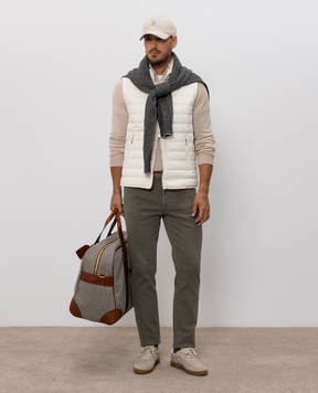 Brunello Cucinelli Джинсы цвета хаки с вышивкой эмблемы M277PD3210