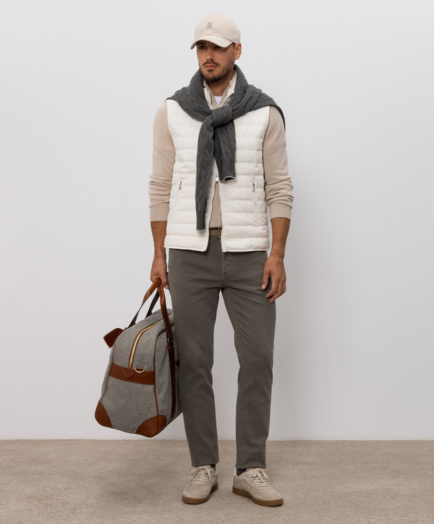 Brunello Cucinelli Джинсы цвета хаки с вышивкой эмблемы M277PD3210 изображение 2