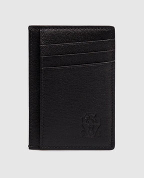 Brunello Cucinelli Чорний шкіряний картхолдер з тисненням логотипа MWRLBU435