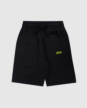 Off-White Детские черные шорты с принтом Off 44BCI001S26F002