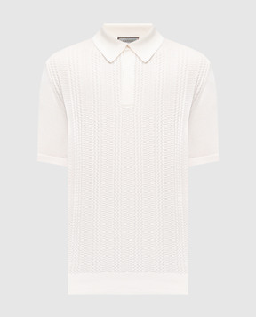 Canali Белое поло в узор MK02463C1177