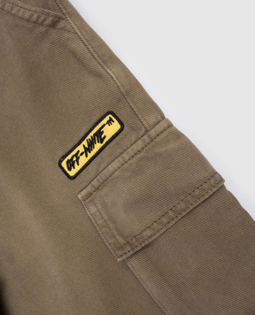 Off-White Дитячі джинси кольору хакі з нашивкою логотипа 44BCF008S26F001