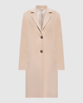Peserico Бежеве пальто з вовною та кашеміром S20174E03195