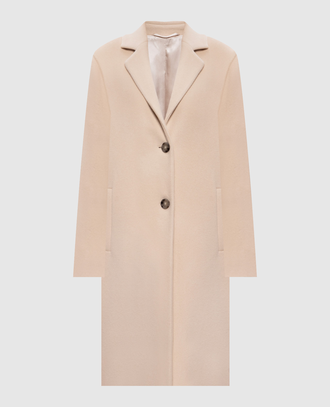 Бежевое пальто с шерстью и кашемиром