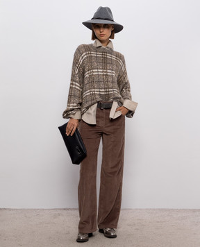 Brunello Cucinelli Коричневые вельветовые брюки с цепочкой мониль MP180P9075