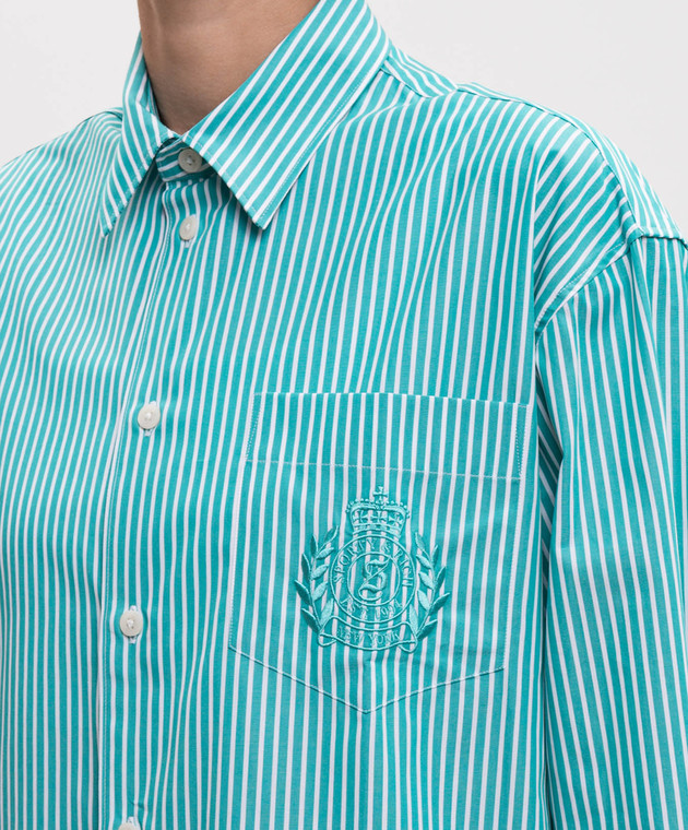 Sporty & Rich Зеленая рубашка в полоску Amalfi SI006712243GR62 изображение 5