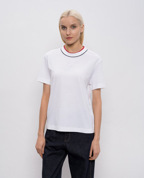 Brunello Cucinelli Белая футболка с контрастным окантованием M0T81VT500