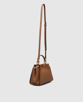 Fendi Коричневая кожаная сумка Peekaboo Mini 8BN244AWQ8