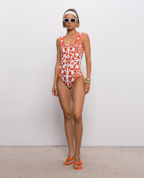 Dolce&Gabbana Білий купальник в брендовий принт з монограмою O9A46JONO19