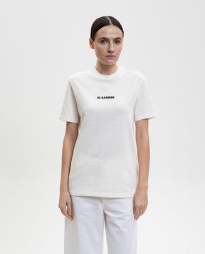 Jil Sander Белая футболка с контрастным принтом логотипа J02GC0142J20103