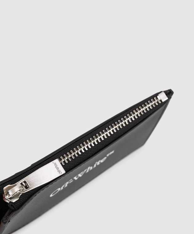 Off-White Чорний шкіряний картхолдер з принтом логотипа OMND09TC99LEA001 зображення 3