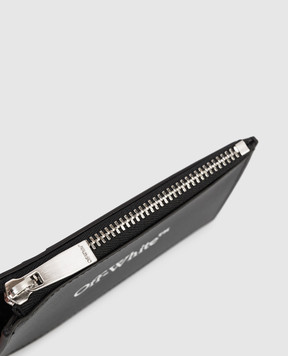 Off-White Черный кожаный картхолдер с принтом логотипа OMND09TC99LEA001