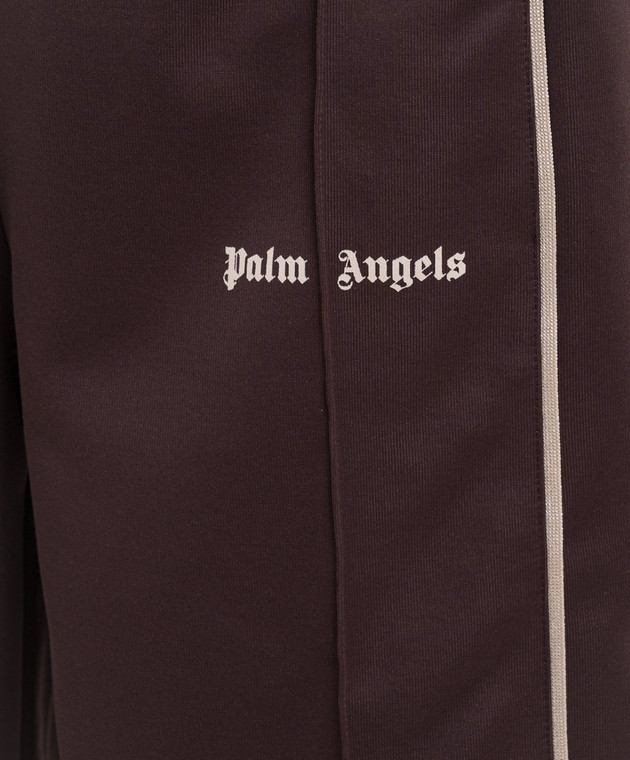 Palm Angels Коричневые шорты с принтом логотипа PMCL00CS26FAB001 изображение 5