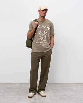Balmain Футболка Balmain Plage кольору хакі GH0EG000GF58