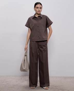 Peserico Коричневая рубашка с отворотами A0686201979