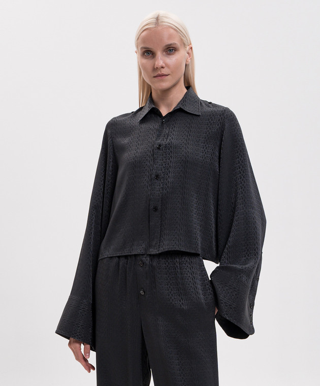 Maison Margiela MM6 Черная блузка в логотипе шаблон S52DT0044M36007 изображение 3