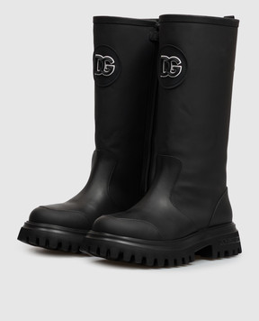 Dolce&Gabbana Детские черные комбинированные сапоги на меху D11436A3M463738