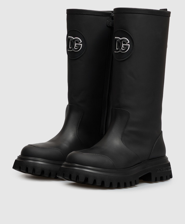 Dolce&Gabbana Дитячі чорні комбіновані чоботи на хутрі D11436A3M463738 зображення 2