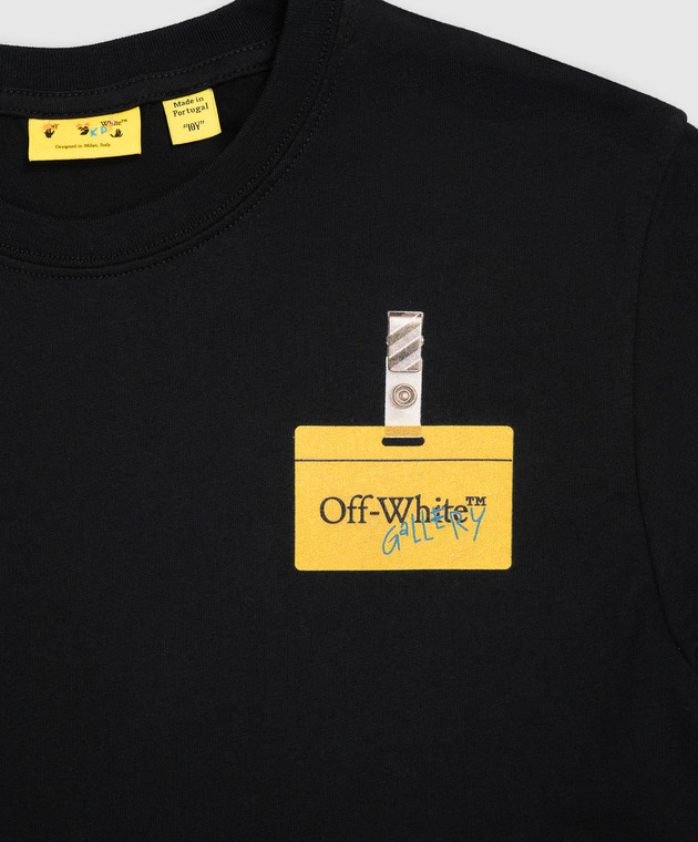 Off-White Дитяча чорна футболка з принтом Arrow Tape 44BAA002F26J005 зображення 3