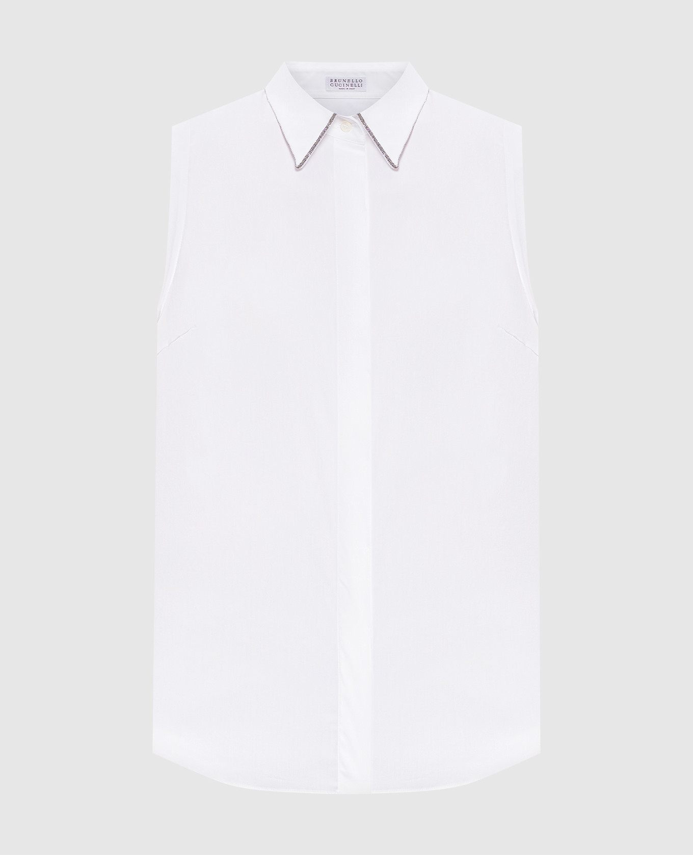 Белая рубашка без рукавов с цепочкой мониль