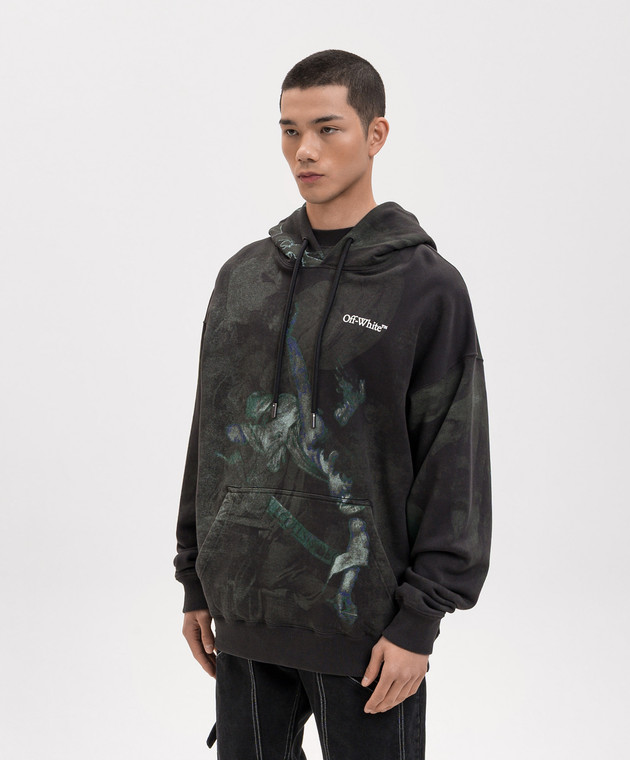 Off-White Худі кольору хакі в принт Dark Caravaggio 44MBB085S26F00D зображення 3