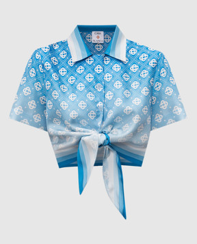 Casablanca Синя блуза із шовку в принт WSS26SH26601