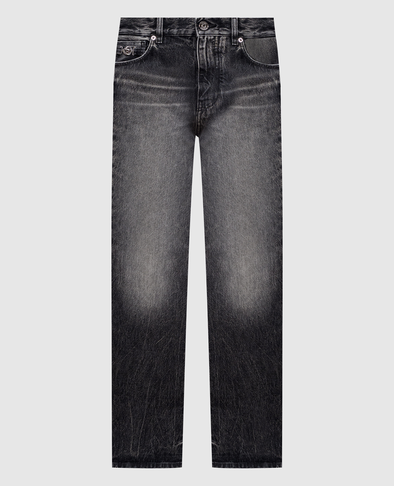 

Серые джинсы с эффектом потертости, Серый, Прямые джинсы