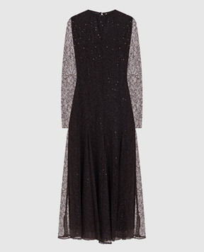 Twinset Коричнева сукня міді з мережива 262TF2080