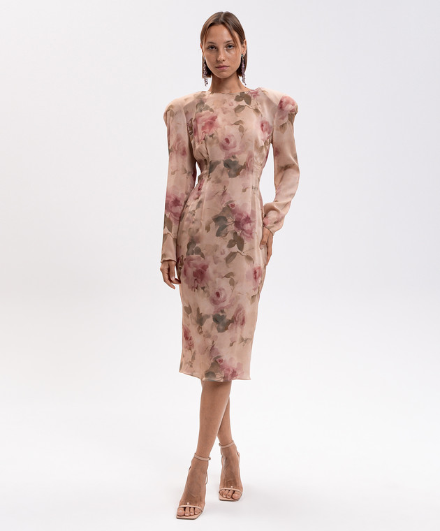 Magda Butrym Бежевое платье из шелка в цветочный принт DRESS29230926 изображение 2