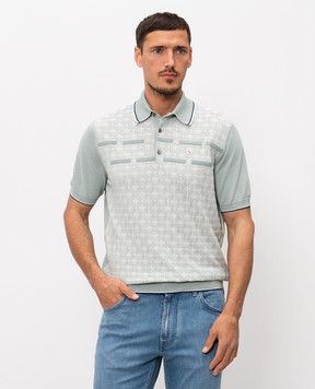 Stefano Ricci Зелене поло з шовком з емблемою у вигляді голови орла K616462P40F26224