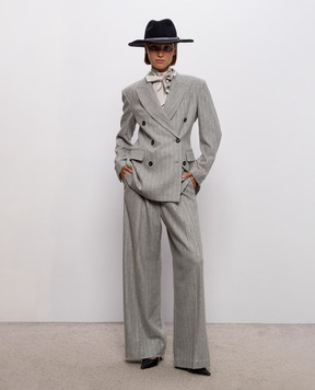Brunello Cucinelli Сірі штани з вовною в смужку MG576P9354