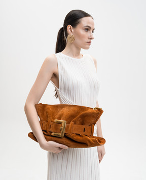 Balmain Коричневая замшевая сумка Anthem GN0KK990LSDD