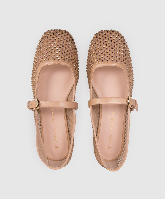 Stuart Weitzman Бежеві балетки Bareitall з кристалами SN800 зображення 4