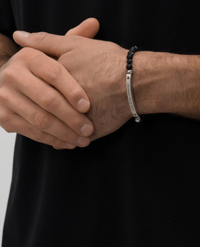 Alexander McQueen Черный браслет с агатом с логотипом 554587I232Y