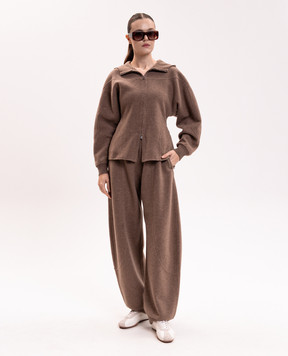 Max Mara Коричневые джоггеры CESTO из шерсти и кашемира MXSCESTO