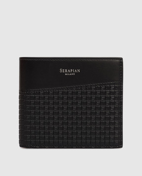 Serapian Чорне шкіряне портмоне з логотипом SRSTSMSL736711AB06