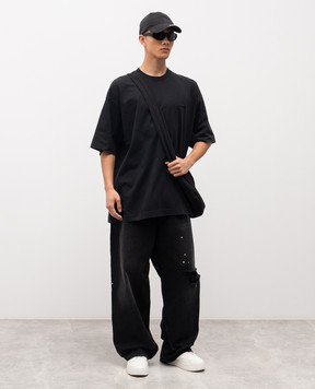 Vetements Чорна футболка прямого крою з вишивкою логотипа ME76TR139BB