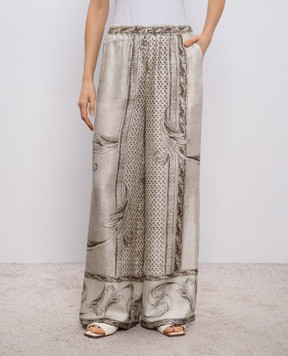 Max Mara Бежеві штани MXMRIVE із шовку MXMRIVE