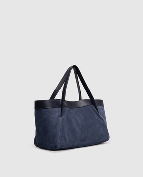 Twinset Синя замшева сумка-тоут з тисненням логотипа 261TB7101