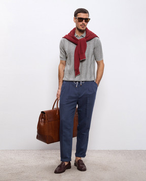 Brunello Cucinelli Синие брюки с льном MH255E1710