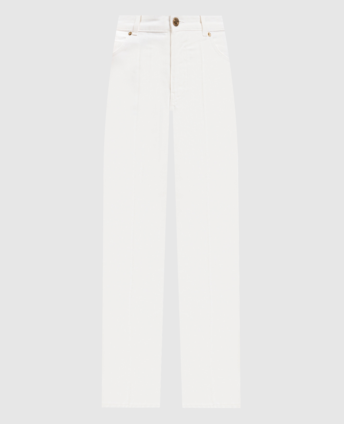 

Белые джинсы с логотип патч, Белый, Прямые джинсы