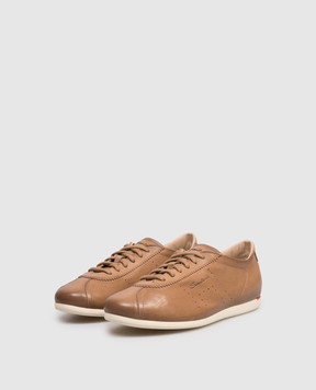 Santoni Коричневі шкіряні кросівки з тисненням логотипа WBYR61449TIRTFIY