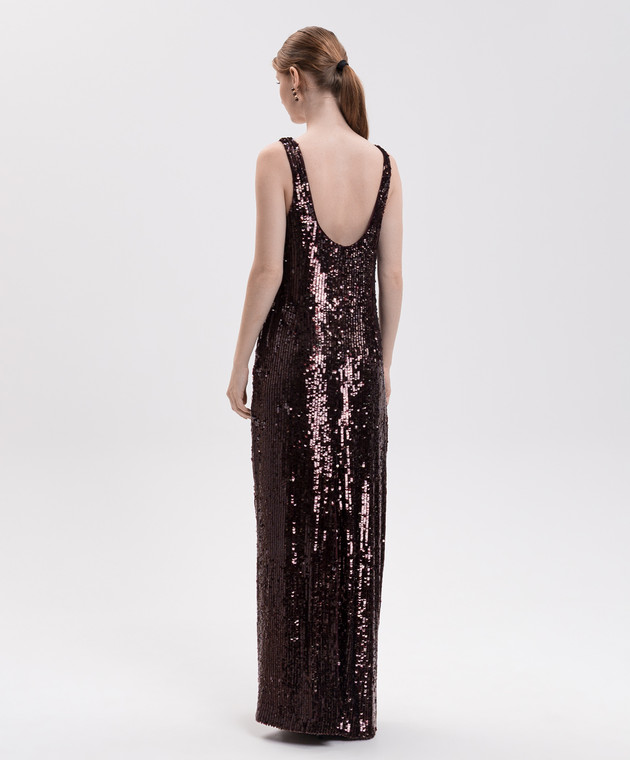 Simkhai Бордовое платье макси Bex в пайетке 5261192SS изображение 3