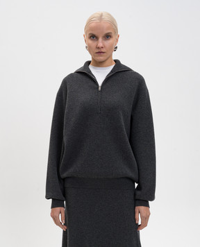 Balenciaga Сірий светр з вовни з блискавкою 849931T1754